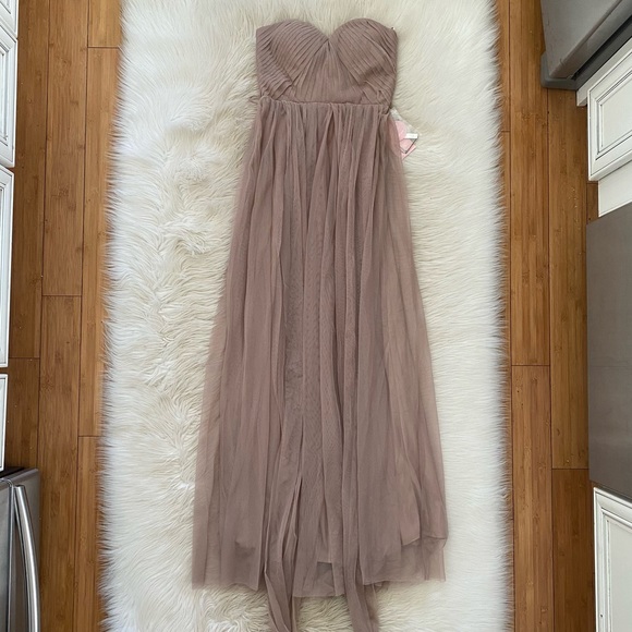 Birdy Grey Sandy Taupe Tulle Tan Strapless Christina Convertible Formal Dress - Picture 3 of 15